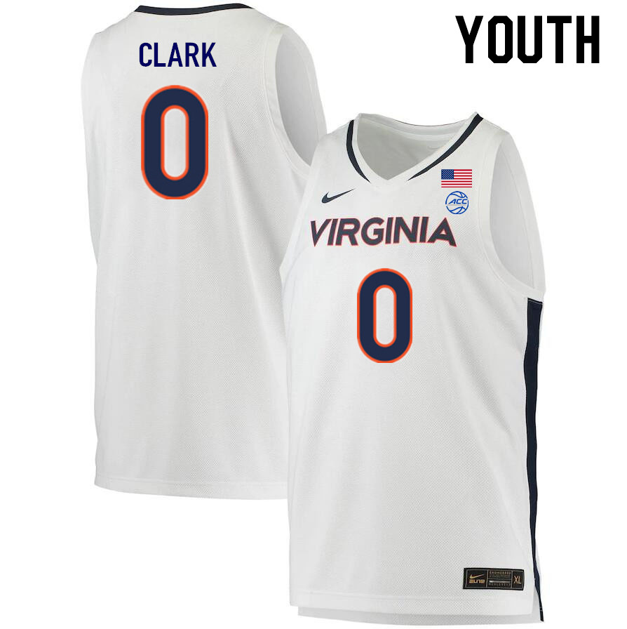 Youth #0 Kihei Clark Virginia Cavaliers College 2022-23 Stitched Basketball Jerseys Sale-White